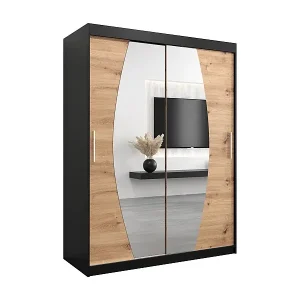 Neue Kollektion Schwebetürenschrank Elypse 200/150/62 2-Türig (Schwarz/Artisan)