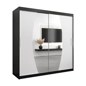 Schwebetürenschrank Elypse 200/200/62 2-Türig (Schwarz/Weiß) Kostenloser Rückversand