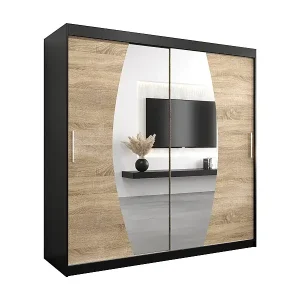 Letzte Chance Schwebetürenschrank Elypse 200/200/62 2-Türig (Schwarz/Sonoma)