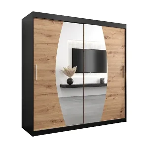 Schwebetürenschrank Elypse 200/200/62 2-Türig (Schwarz/Artisan) Bestpreis