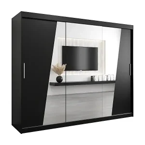 Must-Have Schwebetürenschrank Wave 200/250/62 3-Türig (Schwarz)