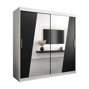 Schwebetürenschrank Wave 200/200/62 2-Türig (Weiß/Schwarz) Top-Angebot