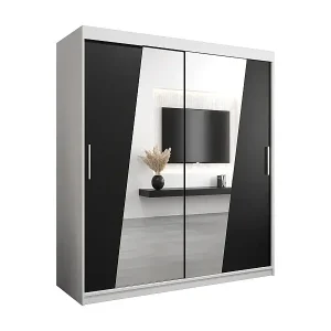 Schneller Versand Schwebetürenschrank Wave 200/180/62 2-Türig (Weiß/Schwarz)