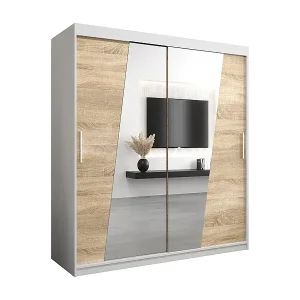 Schwebetürenschrank Wave 200/180/62 2-Türig (Weiß/Sonoma) Sichere Zahlung