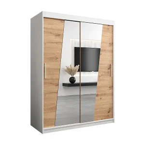 Mega-Angebot Schwebetürenschrank Wave 200/150/62 2-Türig (Weiß/Artisan)