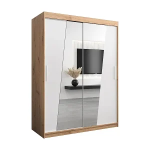 Schwebetürenschrank Wave 200/150/62 2-Türig (Artisan/Weiß) Schnäppchen