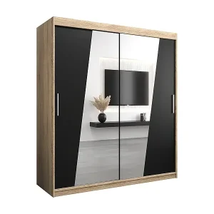 Schwebetürenschrank Wave 200/180/62 2-Türig (Sonoma/Schwarz) Top-Seller