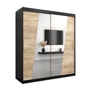 Schwebetürenschrank Wave 200/180/62 2-Türig (Schwarz/Sonoma) Schneller Versand