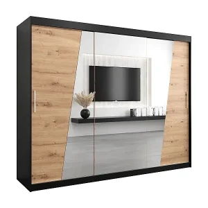 Direkt Vom Hersteller Schwebetürenschrank Wave 200/250/62 3-Türig (Schwarz/Artisan)