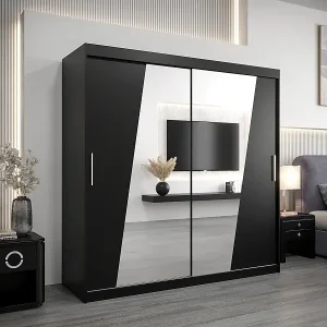 Neuheit Schwebetürenschrank Wave 200/200/62 2-Türig (Schwarz)