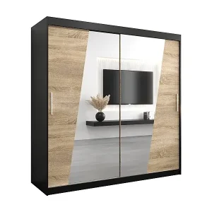 Schwebetürenschrank Wave 200/200/62 2-Türig (Schwarz/Sonoma) Jetzt Kaufen