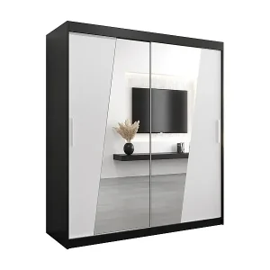 Knallerangebot Schwebetürenschrank Wave 200/180/62 2-Türig (Schwarz/Weiß)