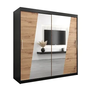 Schwebetürenschrank Wave 200/200/62 2-Türig (Schwarz/Artisan) Angebot