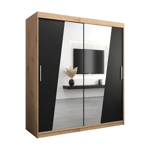 Schwebetürenschrank Wave 200/180/62 2-Türig (Artisan/Schwarz) Jetzt Kaufen