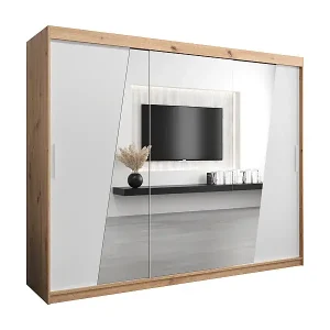 Schwebetürenschrank Wave 200/250/62 3-Türig (Artisan/Weiß) Angebot