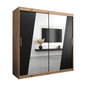 Schwebetürenschrank Wave 200/200/62 2-Türig (Artisan/Schwarz) Heißes Angebot