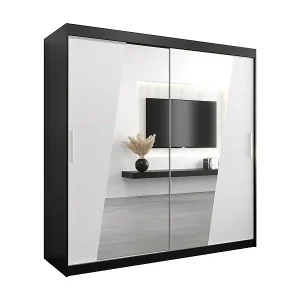 Schwebetürenschrank Wave 200/200/62 2-Türig (Schwarz/Weiß) Schnäppchen