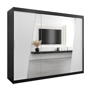 Kostenfreie Lieferung Schwebetürenschrank Wave 200/250/62 3-Türig (Schwarz/Weiß)