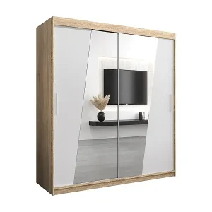 Preis Gesenkt Schwebetürenschrank Wave 200/180/62 2-Türig (Sonoma/Weiß)