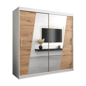 Neuheit Schwebetürenschrank Wave 200/200/62 2-Türig (Weiß/Artisan)