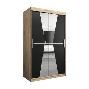 Schwebetürenschrank Maroko 200/120/62 2-Türig (Sonoma/Schwarz) Nur Heute