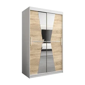 Super-Preis Schwebetürenschrank Maroko 200/120/62 2-Türig (Weiß/Sonoma)