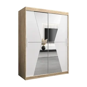 Zertifiziert Schwebetürenschrank Maroko 200/150/62 2-Türig (Sonoma/Weiß)