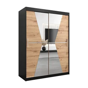 Schwebetürenschrank Maroko 200/150/62 2-Türig (Schwarz/Artisan) Top-Angebot