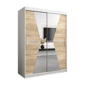 Preisreduziert Schwebetürenschrank Maroko 200/150/62 2-Türig (Weiß/Sonoma)