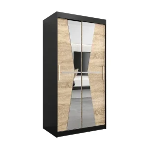 Ausverkauf Schwebetürenschrank Maroko 200/100/62 2-Türig (Schwarz/Sonoma)