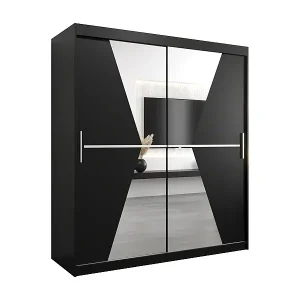 Markenware Schwebetürenschrank Maroko 200/180/62 2-Türig (Schwarz)