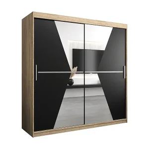 Schwebetürenschrank Maroko 200/200/62 2-Türig (Sonoma/Schwarz) Kracherpreis