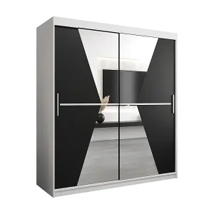 Schwebetürenschrank Maroko 200/180/62 2-Türig (Weiß/Schwarz) Top-Seller