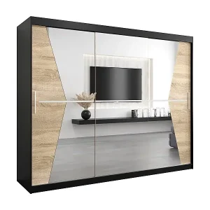 Schwebetürenschrank Maroko 200/250/62 2-Türig (Schwarz/Sonoma) Sofort Bestellen