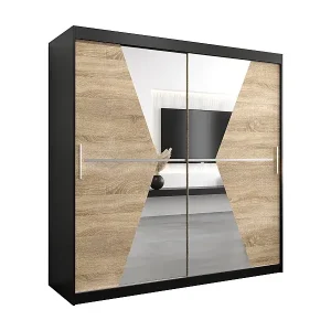 Schwebetürenschrank Maroko 200/200/62 2-Türig (Schwarz/Sonoma) Neu