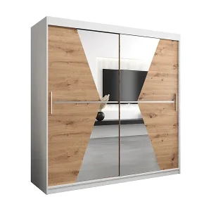 Schwebetürenschrank Maroko 200/200/62 2-Türig (Weiß/Artisan) Billig