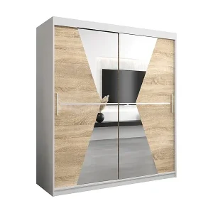 Schwebetürenschrank Maroko 200/180/62 2-Türig (Weiß/Sonoma) Abverkauf