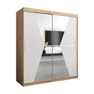 Schwebetürenschrank Maroko 200/180/62 2-Türig (Artisan/Weiß) Saisonangebot