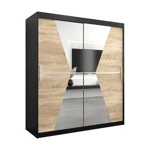 Schwebetürenschrank Maroko 200/180/62 2-Türig (Schwarz/Sonoma) Meistverkauft