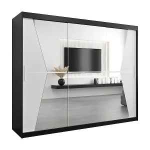 Sale Schwebetürenschrank Maroko 200/250/62 2-Türig (Schwarz/Weiß)