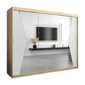 Schwebetürenschrank Maroko 200/250/62 2-Türig (Sonoma/Weiß) Top-Seller