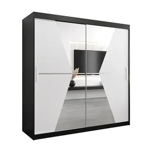 Schwebetürenschrank Maroko 200/200/62 2-Türig (Schwarz/Weiß) Top-Preis