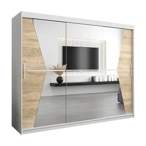 Schwebetürenschrank Maroko 200/250/62 2-Türig (Weiß/Sonoma) Kostenfreie Lieferung