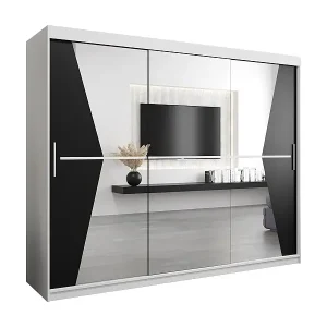 Gratis Versand Schwebetürenschrank Maroko 200/250/62 2-Türig (Weiß/Schwarz)