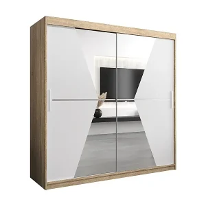 Schwebetürenschrank Maroko 200/200/62 2-Türig (Sonoma/Weiß) Markenware