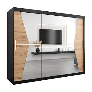 Nur Für Kurze Zeit Schwebetürenschrank Maroko 200/250/62 2-Türig (Schwarz/Artisan)