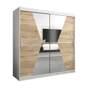 Schwebetürenschrank Maroko 200/200/62 2-Türig (Weiß/Sonoma) Preis Gesenkt