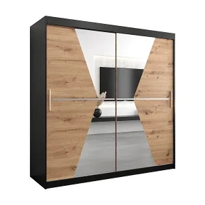 Aktuell Schwebetürenschrank Maroko 200/200/62 2-Türig (Schwarz/Artisan)