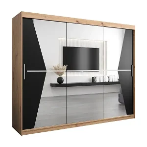 Schwebetürenschrank Maroko 200/250/62 2-Türig (Artisan/Schwarz) Top-Preis