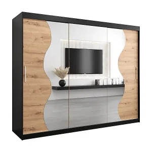 Meistverkauft SCHWEBETÜRENSCHRANK MADRYT 200/250/62 3-türig (Schwarz/Artisan)